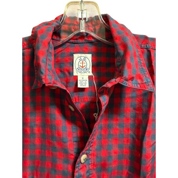 J.G. Hook Red Blue Plaid Long Sleeve Button Up Shirt - Size 8 - Picture 3 of 8